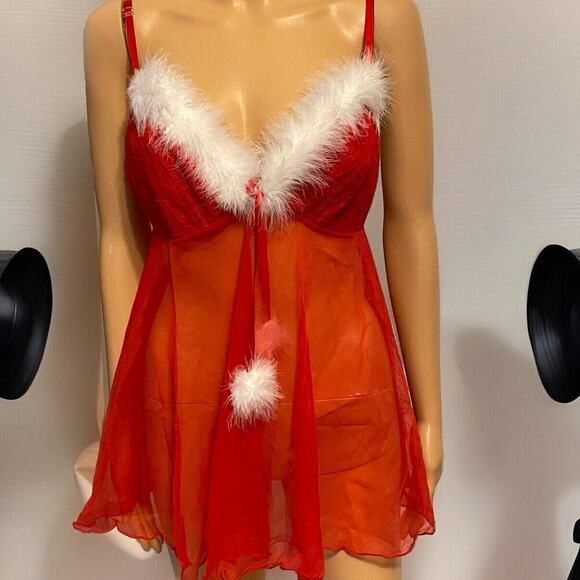 Seductive Wear Cinema Red Lace Mesh Holiday Bustier Lingerie Top Sz M Sexy Roman - Picture 1 of 9